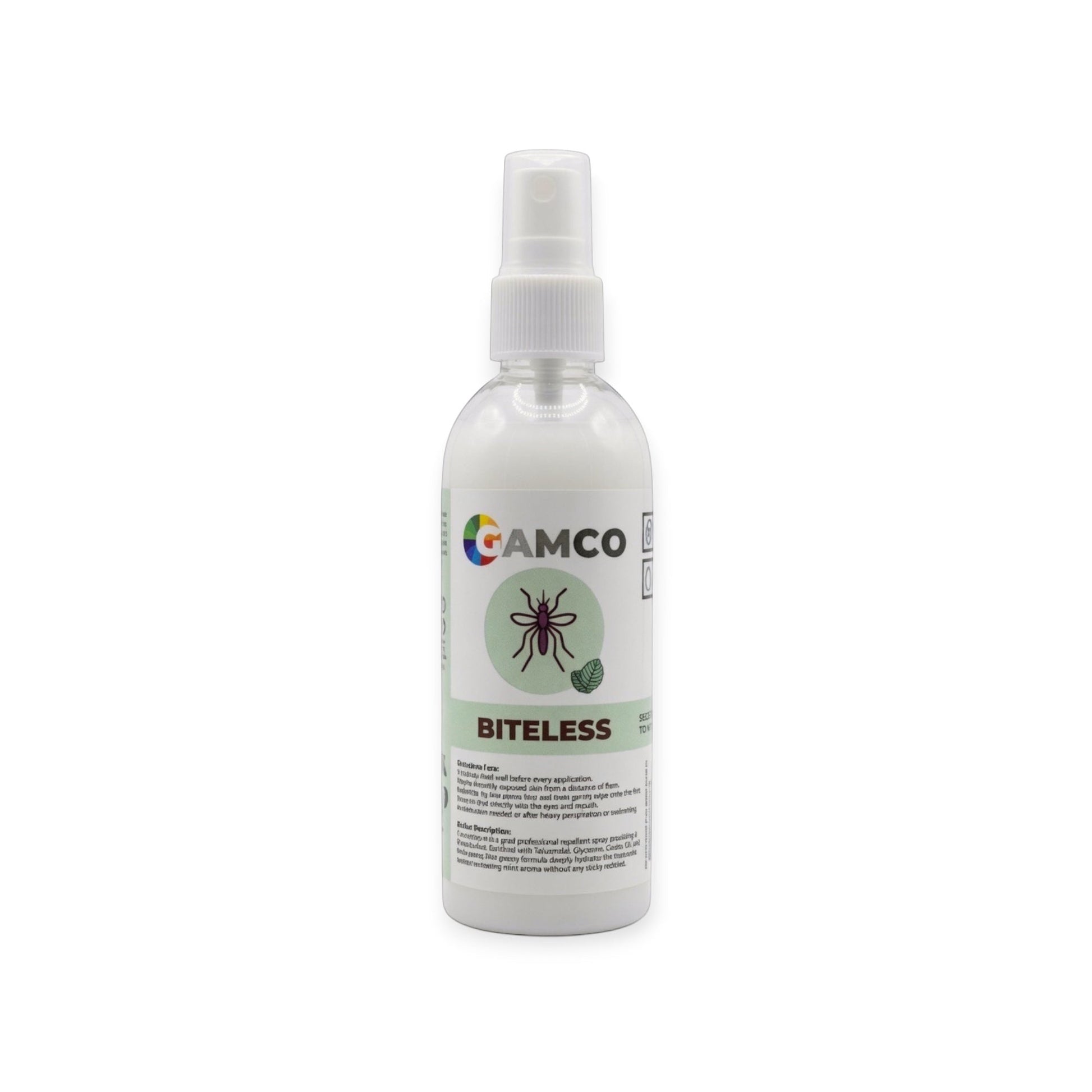 GAMCO Biteless insect repellent spray with fresh mint aroma, enriched with pro-vitamins for skin recovery.