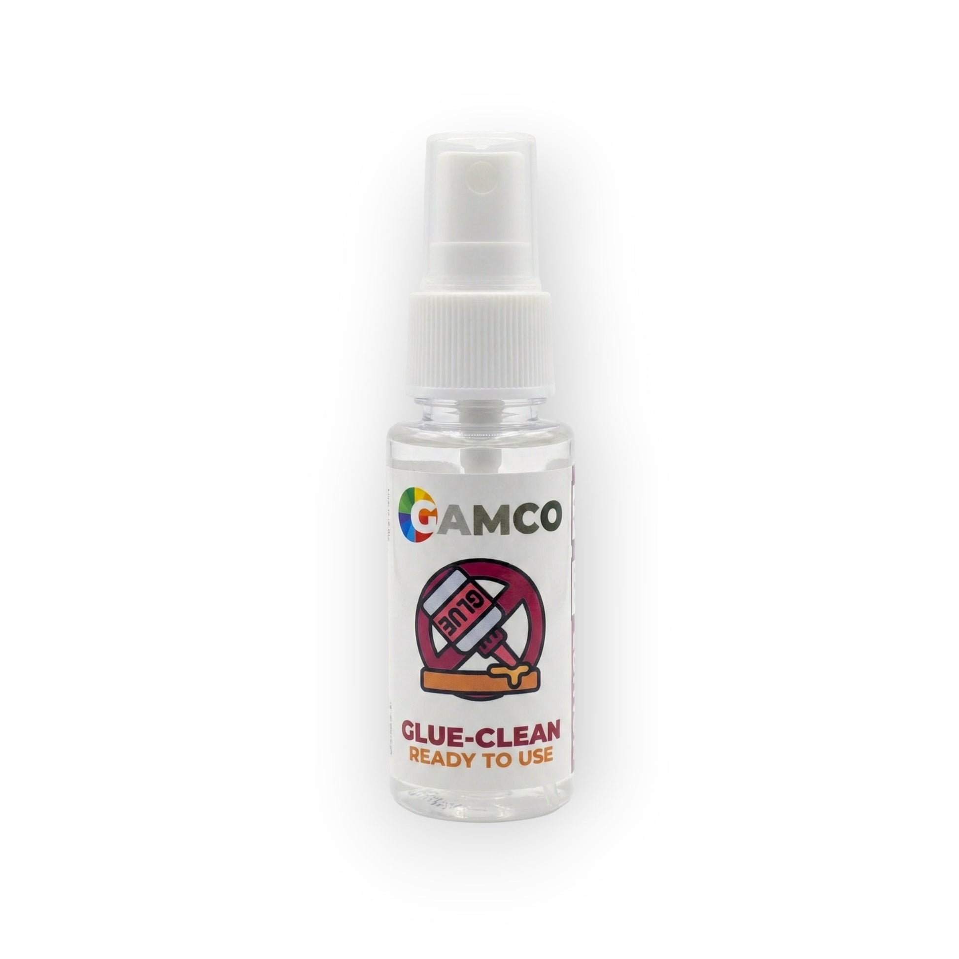 GAMCO Store Glue-Clean spray bottle for removing stickers, tar, sap, and glue residue from automotive and household surfaces.