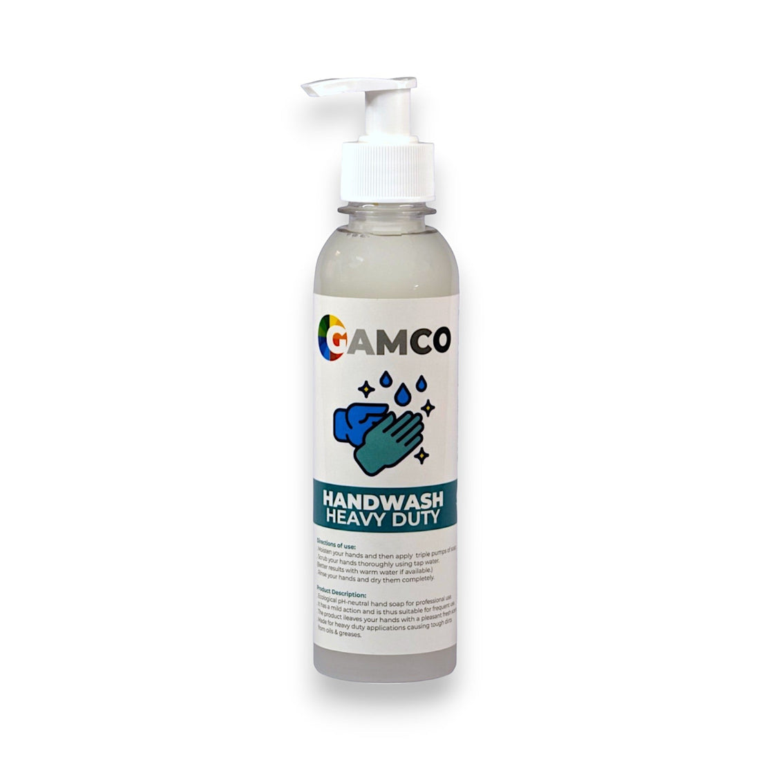 GAMCO Store Hand Wash HD heavy duty industrial soap in a clear pump bottle, for mechanics and construction workers.