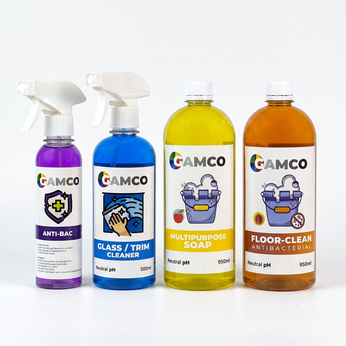 GAMCO Store TRIP Bundle featuring four cleaning bottles and a branded bag on a beach with a suitcase.